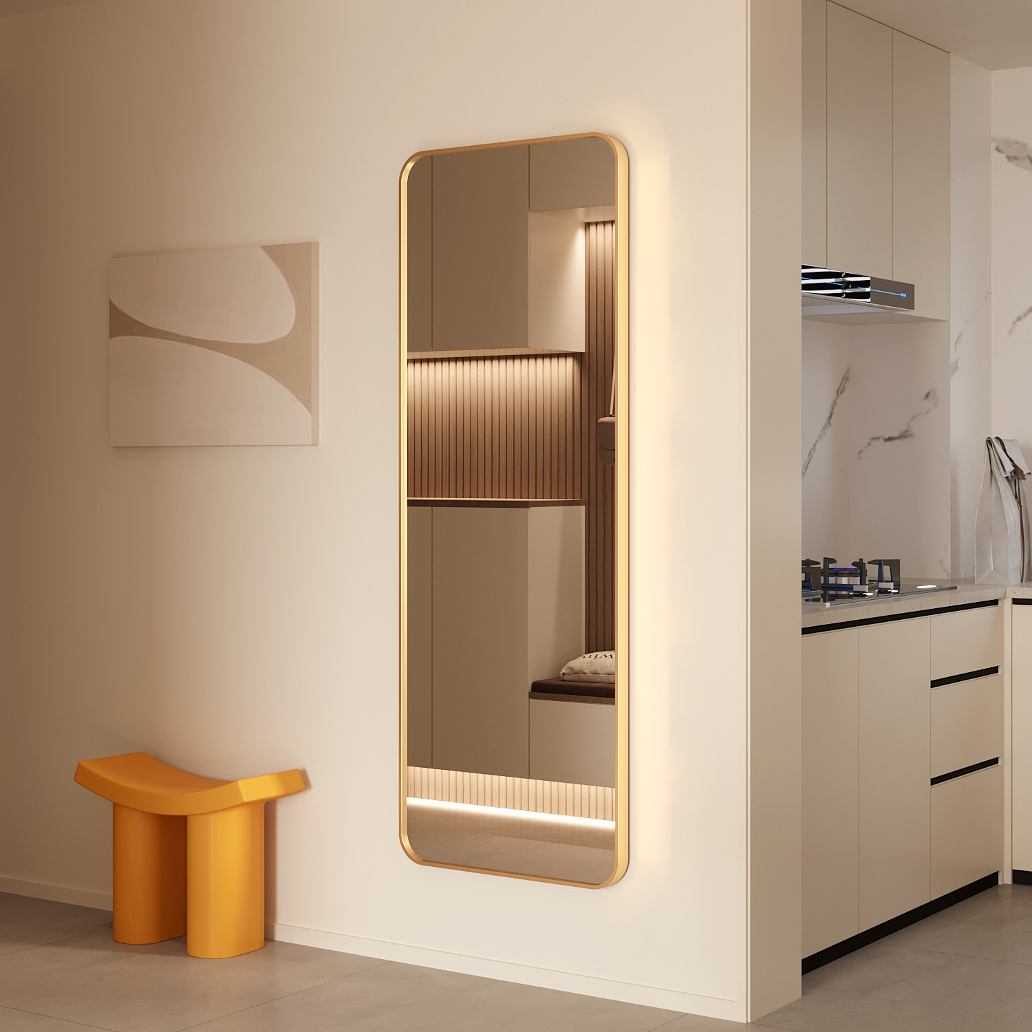 铝合金入户壁挂式穿衣镜子家用全身落地镜贴墙自粘试衣镜挂墙镜子,住宅家具,穿衣镜,淘宝优惠券,粉丝福利购,淘宝优惠卷