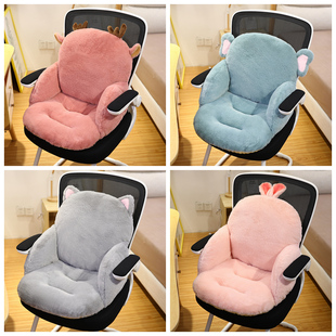 坐垫办公室久坐靠垫一体加厚椅子屁垫学生垫子冬季 毛绒椅垫靠背垫