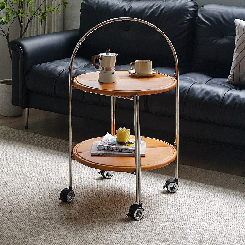 复古实木沙发边几客厅家用小户型折叠茶几不锈钢可移动小推车角几,住宅家具,角几/边几,淘宝优惠券,粉丝福利购,淘宝优惠卷