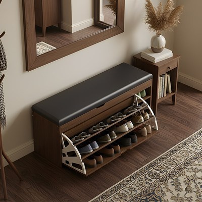 入户换鞋凳门口家用多层鞋架进门可坐鞋柜坐凳一体极窄翻斗穿鞋凳