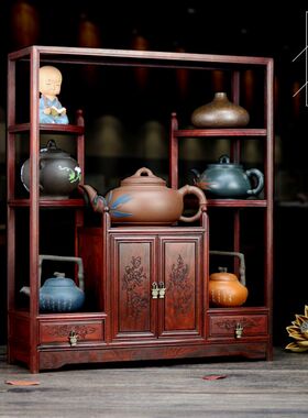 红木酸枝小型茶水柜博古架仿明清中式家具家居摆件工艺品微型柜子
