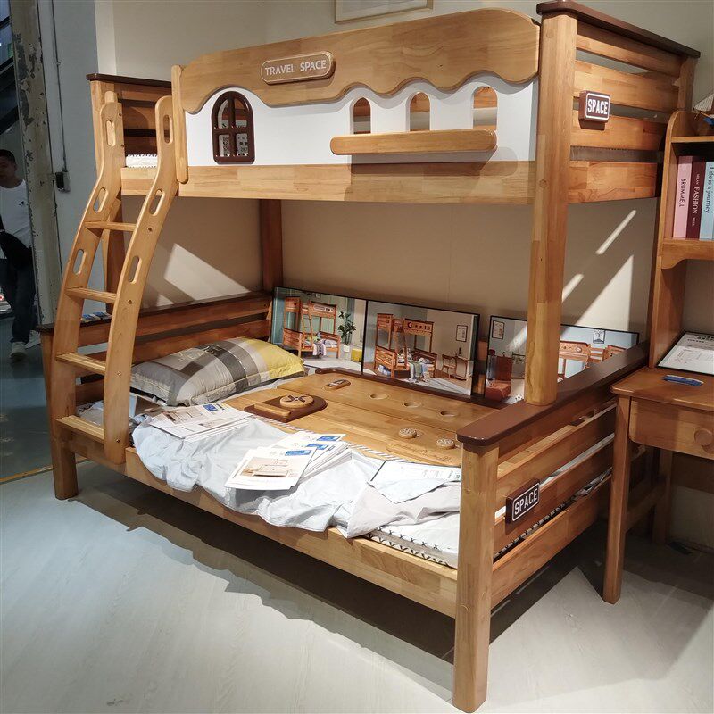 男孩纯实木上下床双层床女孩小户型树屋儿童床双人床高低床子母床