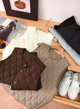 内搭or外穿 100羊毛填充/菱格绗缝/轻盈保暖 暗扣马甲女