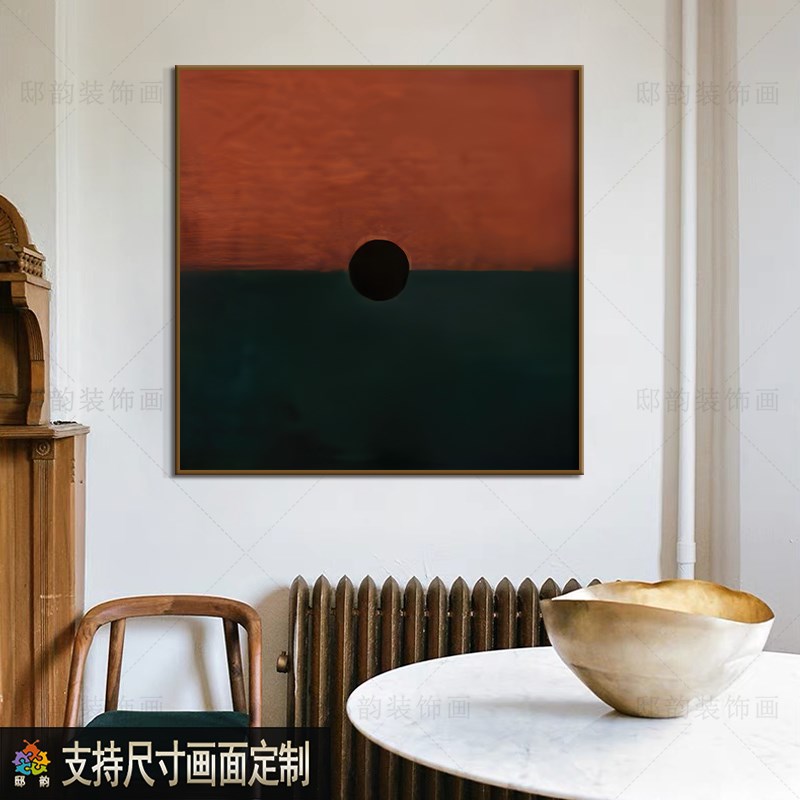 中古风民宿酒店装饰画样板间房间软装壁画餐厅客厅正方形挂画定制