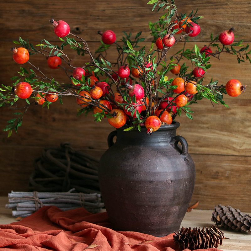 石榴果树枝仿真花套装假花客厅桌面电视柜橱窗摆设软装饰花艺摆件,家居饰品,仿真花/假花,淘宝优惠券,粉丝福利购,淘宝优惠卷