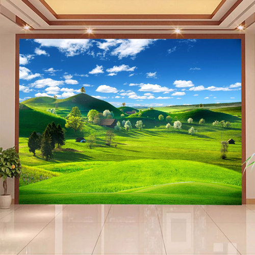 草地草原定制壁画沙发背景墙壁布大型无缝自然田园风景电视墙布