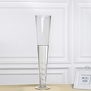 透明玻璃花瓶婚庆路引装饰 高脚杯 酒店餐桌时尚家居摆件锥形直筒