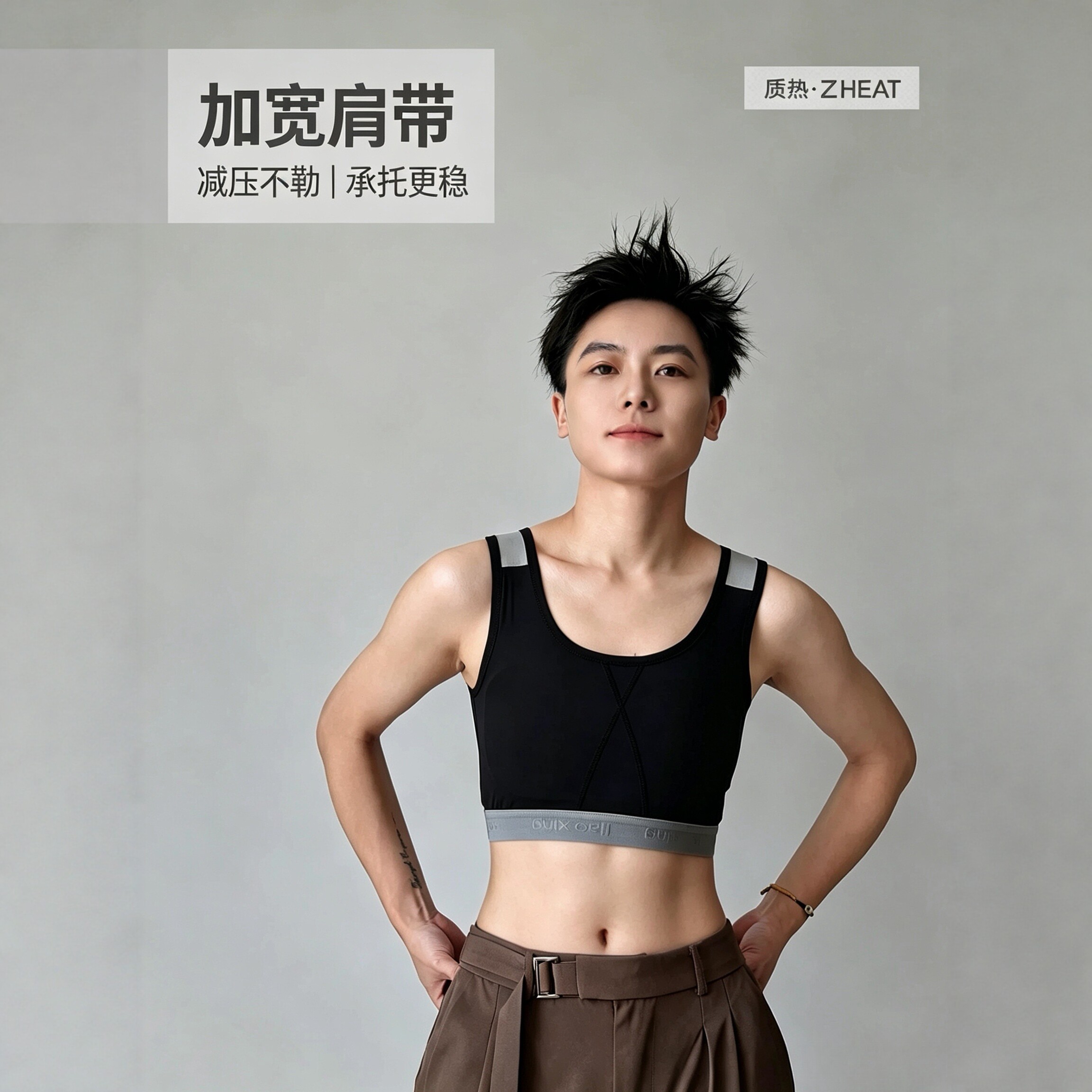运动束胸背心女 帅t束胸内衣 透气防震防凸点大胸显小塑身内衣女