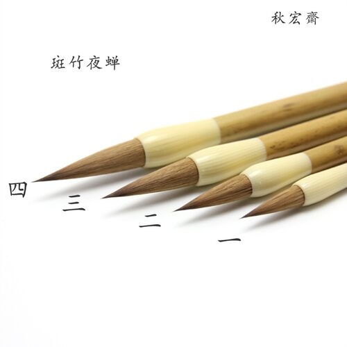 秋宏齋夜蝉狼毫学生毛笔勾线细节渲染上色花牛角四季夜蝉水彩画笔