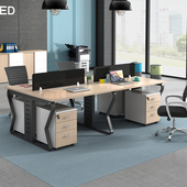 屏风办公桌办公家具职员桌4人6人桌椅组合员工电脑桌工作位