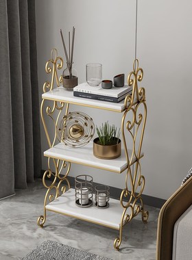北欧铁艺客厅落地式置物架轻奢多层架子收纳架室内卧室物品陈列架