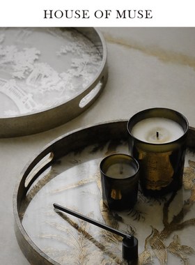 缪斯家 东方古韵金枝银庭中式托盘香薰蜡烛果盘桌面收纳摆件