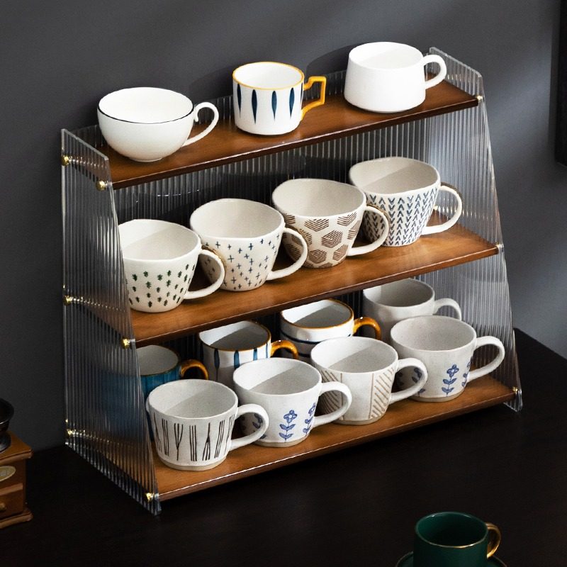 杯架杯子收纳置物架桌面水杯放茶杯咖啡茶具盒亚克力玻璃柜内储物