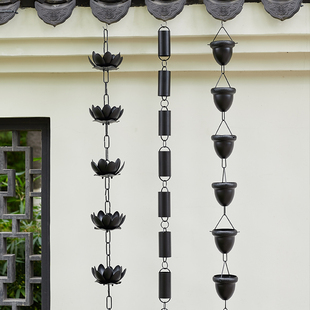 紫铜别墅庭院竹筒雨链日式屋檐引水链民宿排水雨水链天沟落水装饰