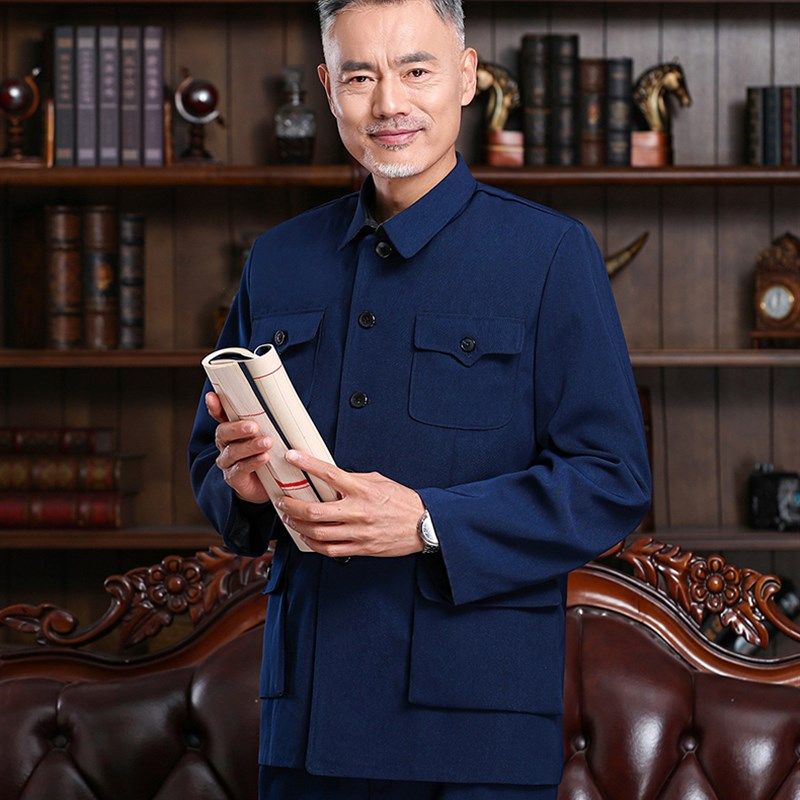 中山装套装男老式中山服老年人衣服老人外套爷爷装爸爸装春夏唐装
