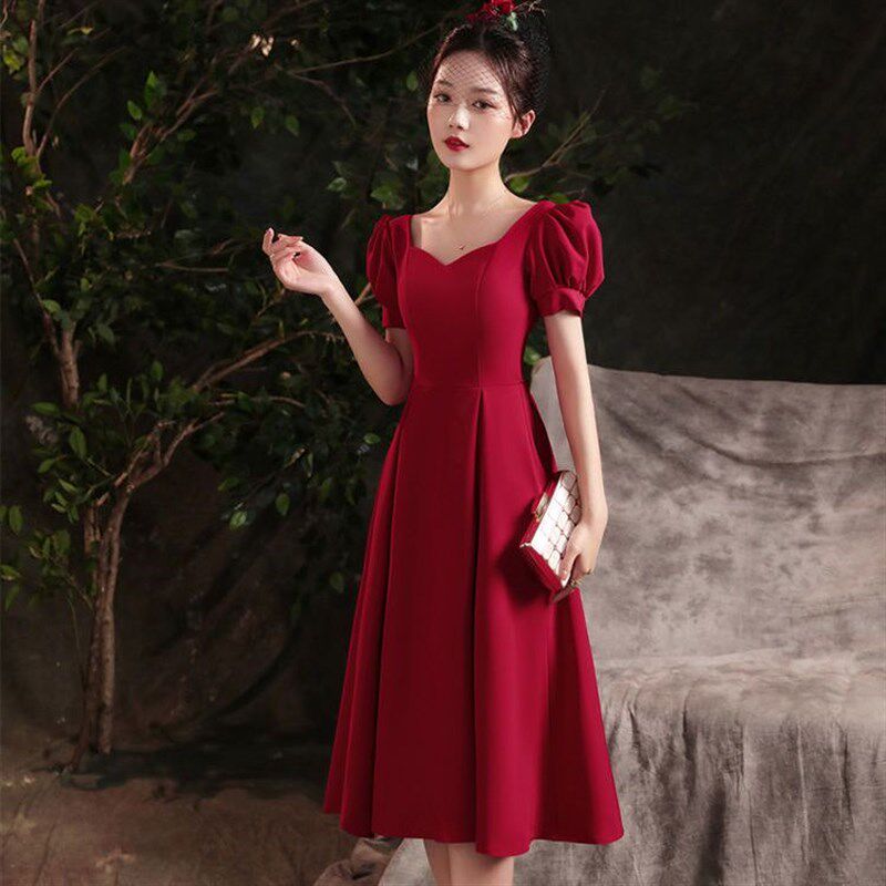 敬酒服新娘红色结婚小个子在逃公主订婚礼服连衣裙女回门平时可穿