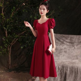 敬酒服新娘红色结婚小个子在逃公主订婚礼服连衣裙女回门平时可穿