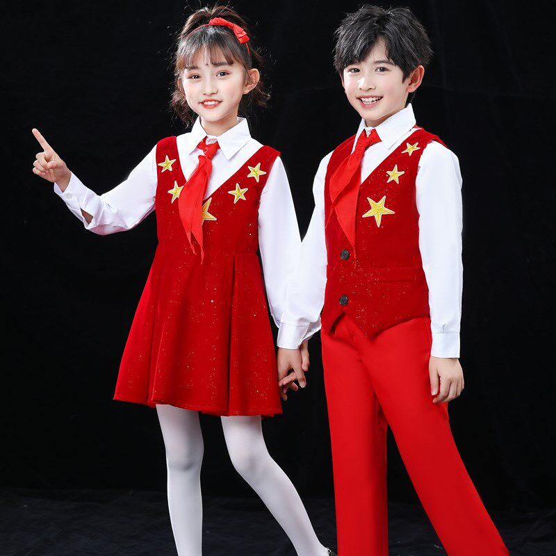 儿童大合唱演出服中小学生演讲比赛诗歌朗诵表演男女童主持人礼服