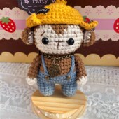 手工钩织创意小猴子玩偶复古风猴子钥匙扣包挂猴子玩偶 成品