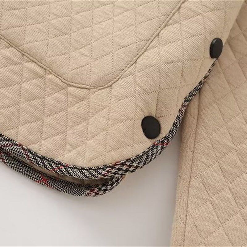 大码女装夹棉薄外套秋冬装新款遮肚子棉衣中老年妈妈装洋气夹克衫