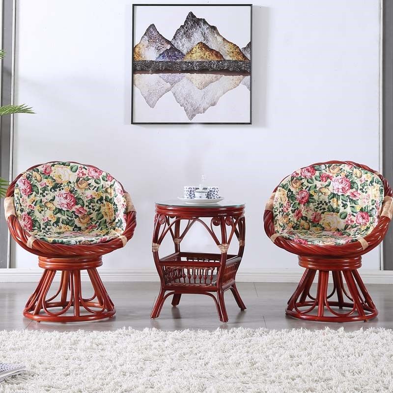 旋转真藤椅三件套单人靠背腾椅子茶几阳台小桌椅休闲老人组合套装,住宅家具,桌椅套件,淘宝优惠券,粉丝福利购,淘宝优惠卷