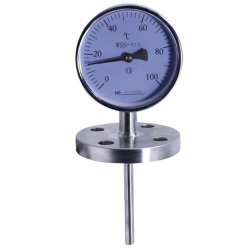 法兰式温度计 wss-584 法兰式温度表 1.5级 L=450mm 0-100 dn40