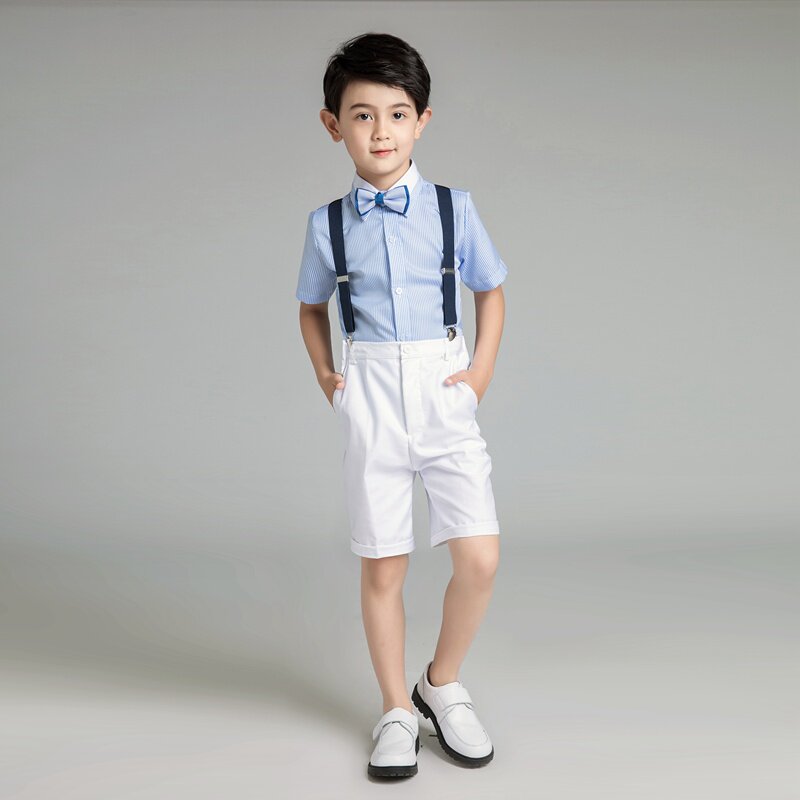 六一儿童礼服小花童主持人男童钢琴演出服装背带裤合唱表演套装夏