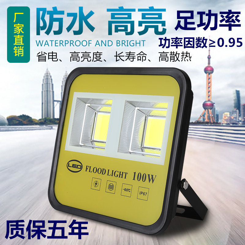led投光灯户外防水大功率100W工程灯投射灯广告牌广场球场泛光灯