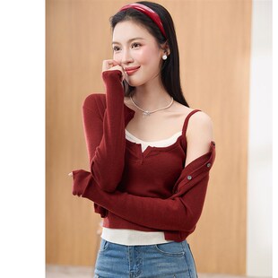 zk lin针织衫吊带背心两件套开衫毛衣外套女高级感初秋季穿搭上衣