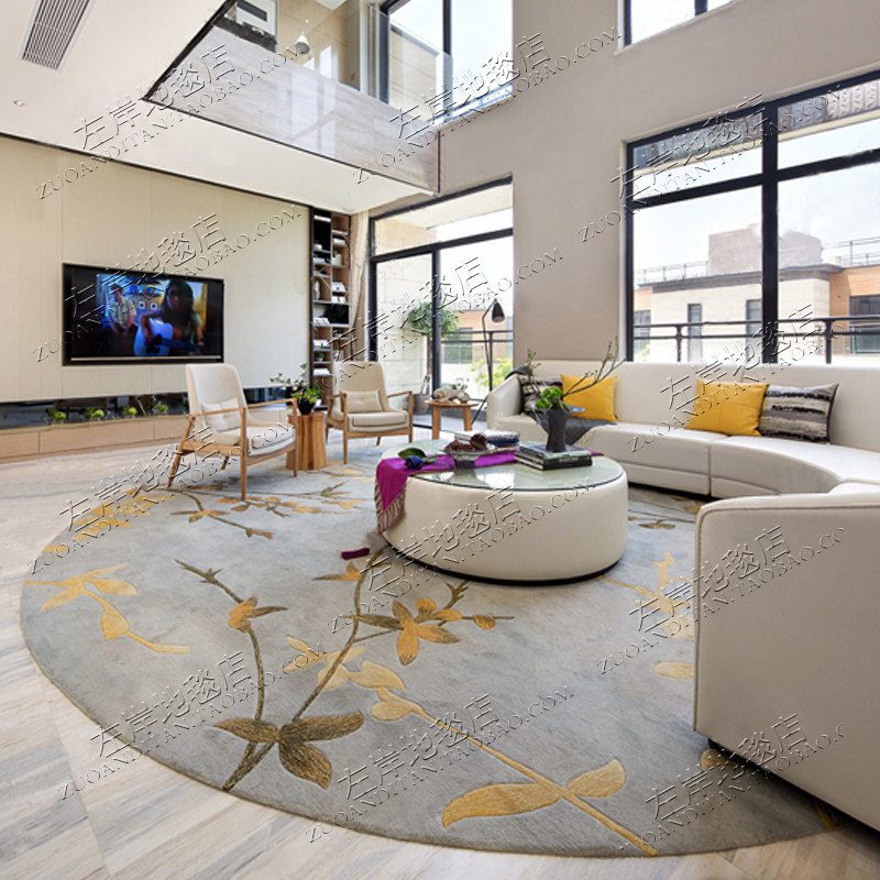 欧式美式中式样板间圆形地毯客厅茶几沙发卧室床边书房手工地毯,居家布艺,地毯,淘宝优惠券,粉丝福利购,淘宝优惠卷