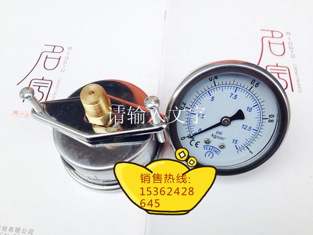 不锈钢表壳60MM嵌装式(轴向带支架)0-1KG压力表,气压表