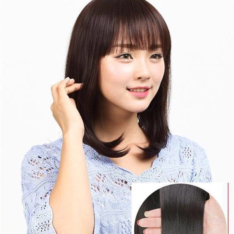 假发女长发全头套自然齐刘海光头可扎中长直发圆脸中老年妈妈假发