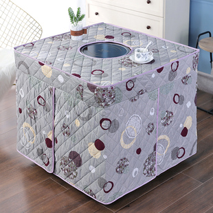 新款烤火罩电炉罩套80x80圆孔电暖炉烤火桌布罩加厚正方形烤火被