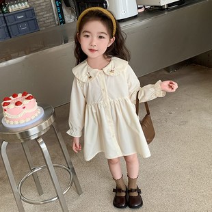 女童连衣裙套装2024新款春季女宝宝春装针织儿童马甲衬衫裙两件套