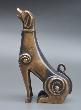 纯铜生肖狗摆件全黄铜复古哮天犬摆设办公室书桌桌面装饰工艺礼品