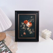 玫瑰桌面摆件小众复古装 饰画油画艺术摆台卧室客厅画框相框小物件