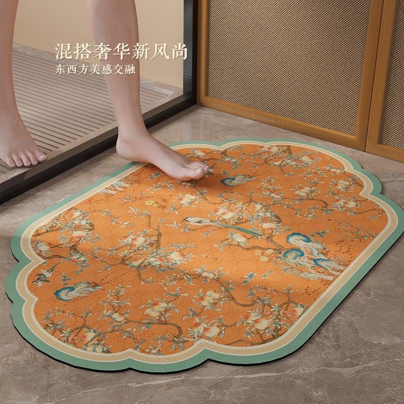 新中式浴室地垫卫生间吸水皮革防滑脚垫入户垫厕所门口进门垫桃锦,居家布艺,入户地垫,淘宝优惠券,粉丝福利购,淘宝优惠卷