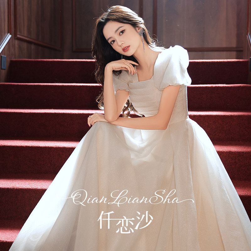 香槟色晚礼服连衣裙女2025新款高级感轻奢小众高端学生艺考演出裙