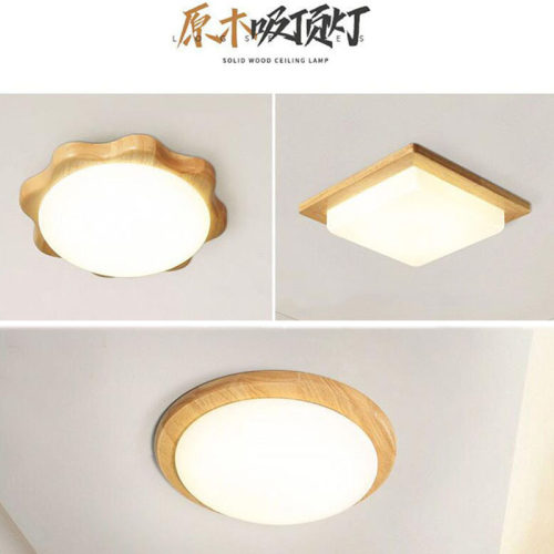 北欧原木卧室灯圆形灯具现代温馨木艺过道阳台房间客厅 led吸顶灯