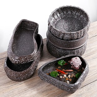 阳台小鱼池古法造景睡莲池鱼缸生桌态斗鱼乌龟陶瓷面碗莲陶缸养鱼