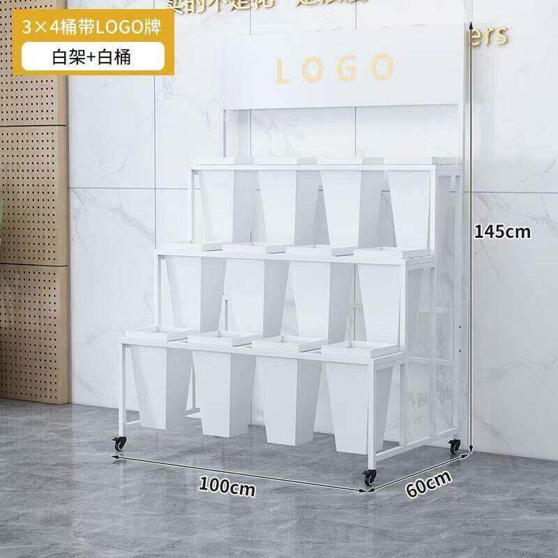 鲜花展示架花店多层阶梯式可移动花架铁艺架带轮多功能花桶展示架