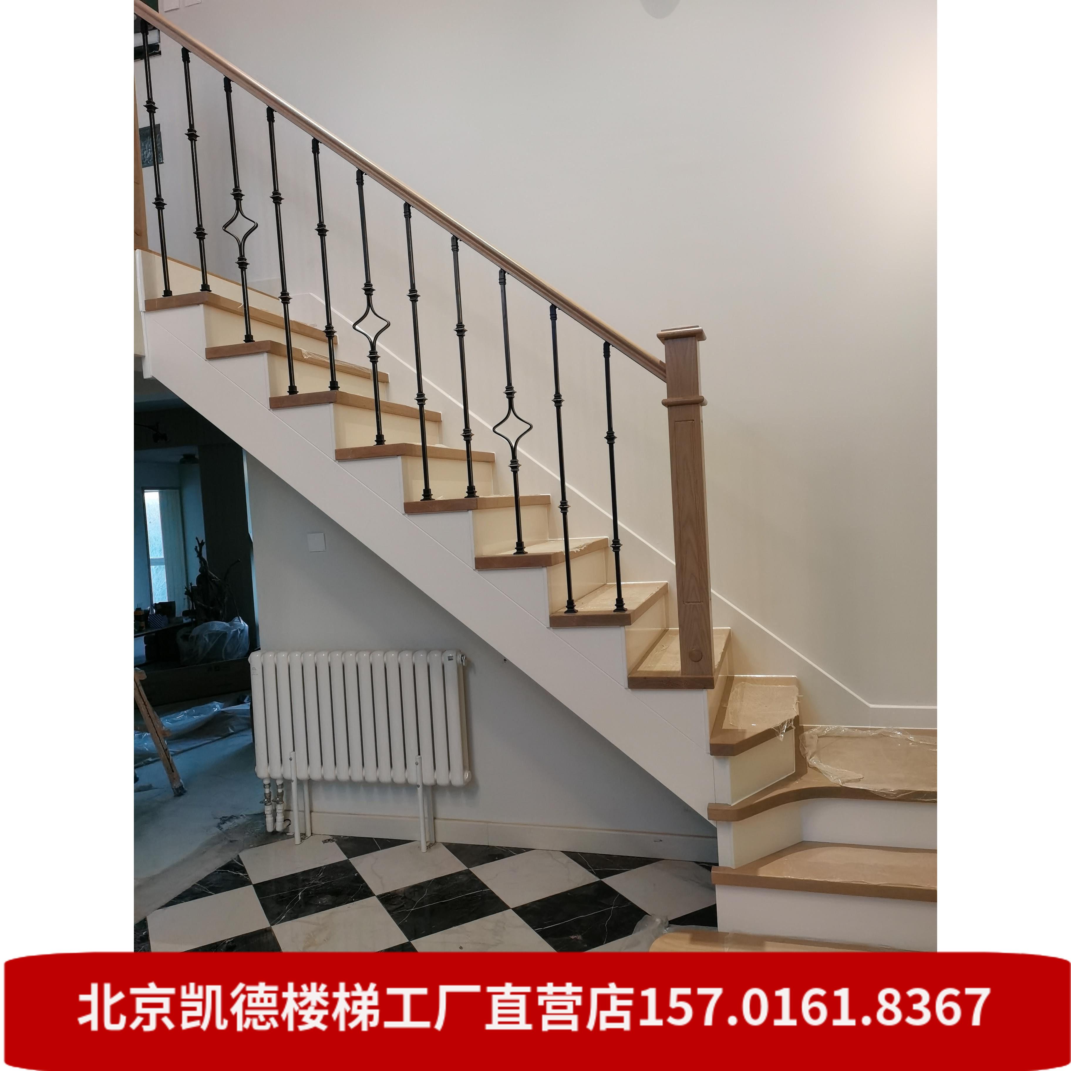 北京实木楼梯铁艺护栏公寓loft室内楼梯别墅复式楼梯九江天津楼梯