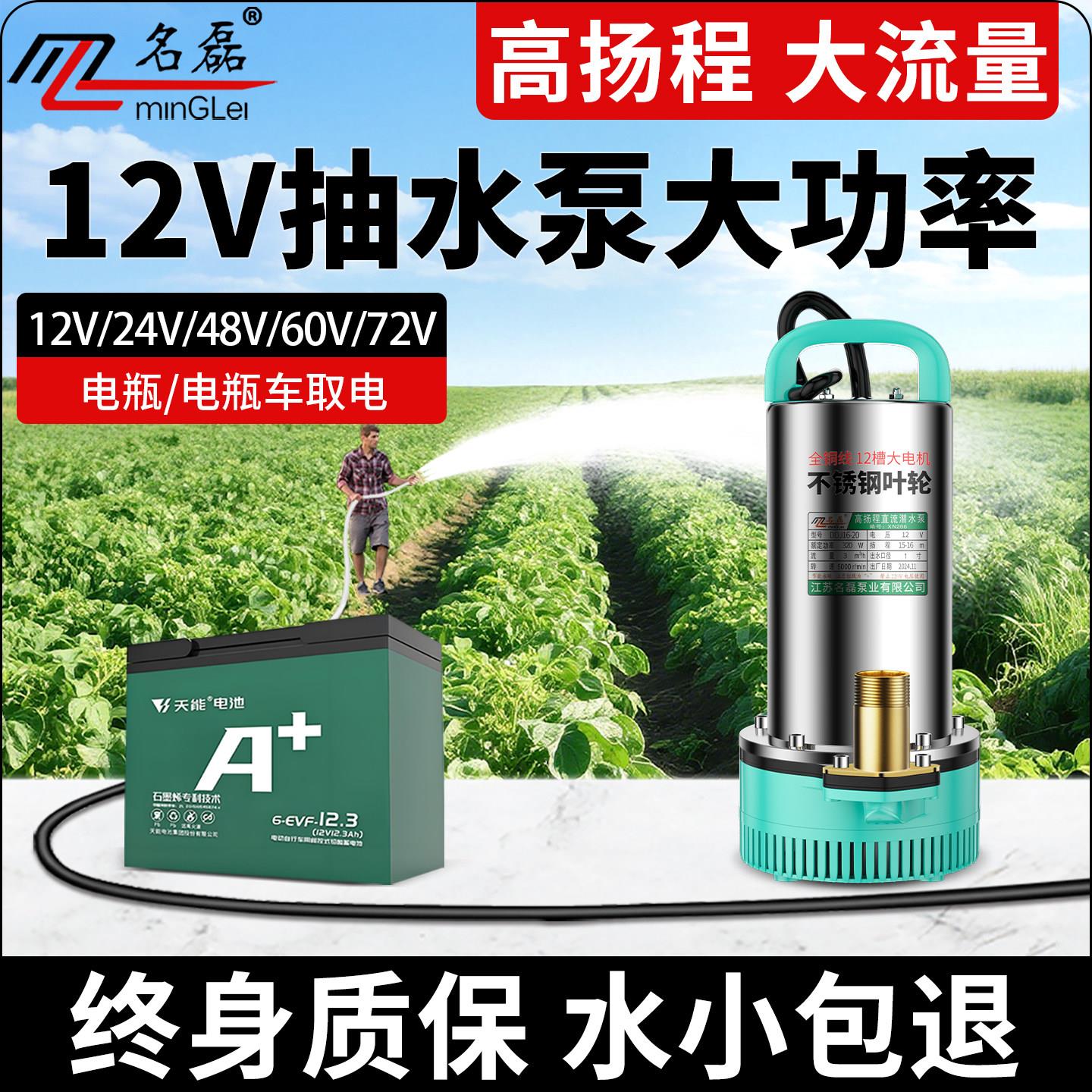 12V抽水泵大功率24伏直流潜水泵48v60v72v电动车电瓶车专用水泵机