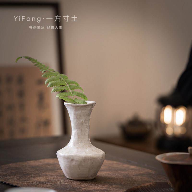 家用粉引陶瓷小花瓶茶桌客厅办公桌小花器干燥花水培创意粗陶小摆