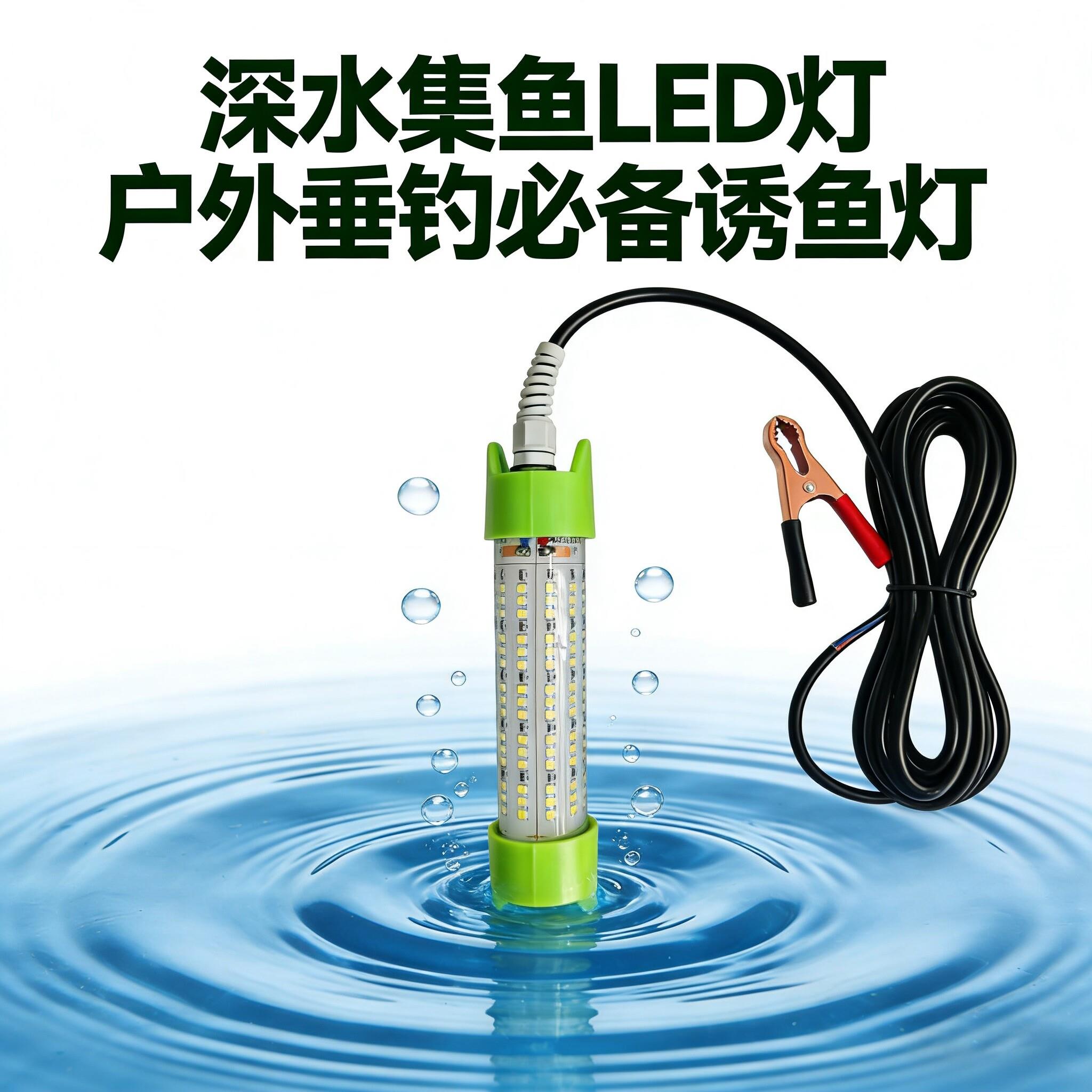 水下诱鱼灯新款私模12V24V36V48V60V72VLED带鱼鱿鱼灯船用夜钓灯