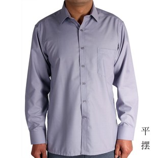 夏季薄款中老年男长袖衬衫宽松的确良上班服父亲爸爸装常规短袖