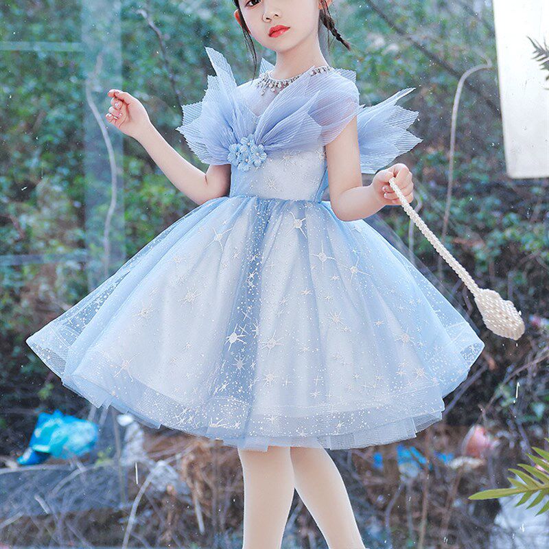 六一女童主持人晚礼服公主裙儿童婚纱花童走秀钢琴演出服端走秀