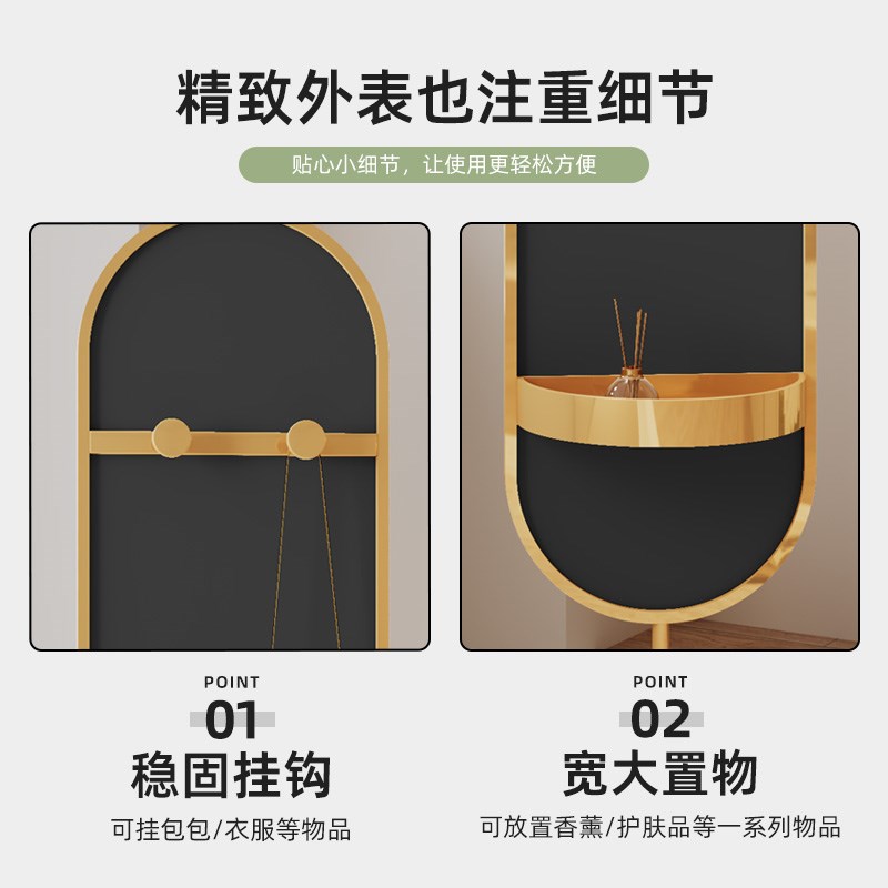 镜子全身镜高级设计感落地镜家用客厅玄关窄镜可旋转储物穿衣镜
