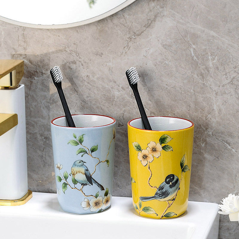 中式陶瓷洗漱杯情侣漱口杯 家用美式高颜值卫生间刷牙杯牙杯牙具,家庭/个人清洁工具,洗漱杯,淘宝优惠券,粉丝福利购,淘宝优惠卷