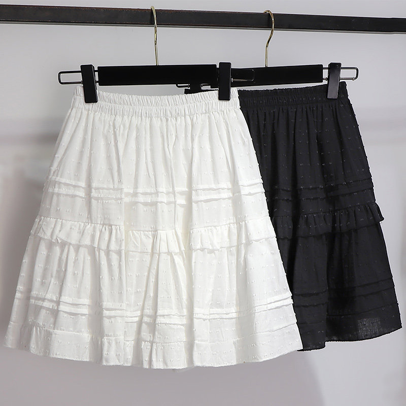 白色波点超短裙半身裙女2025新款夏季小个子a字高腰显瘦蛋糕裙